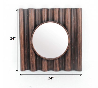 24 X 24 X 3 Bronze Panpipe-Like Wooden Cosmetic - Mirror