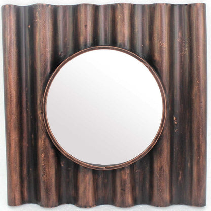 24 X 24 X 3 Bronze Panpipe-Like Wooden Cosmetic - Mirror