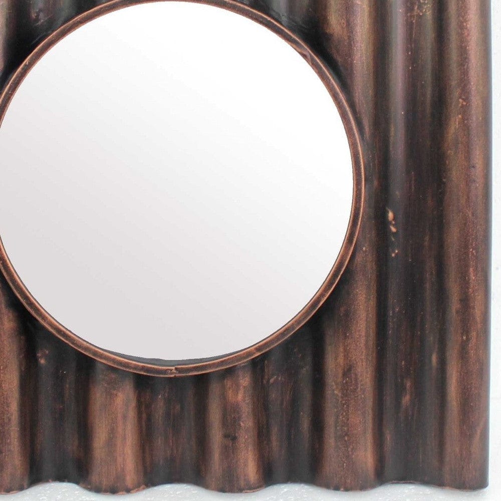 24 X 24 X 3 Bronze Panpipe-Like Wooden Cosmetic - Mirror