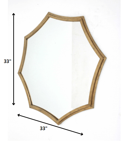 33 X 33 X 1 Gold Curved Hexagon Frame  Cosmetic Mirror
