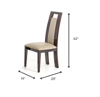 Two 42" Leatherette And Wood Dining Chair