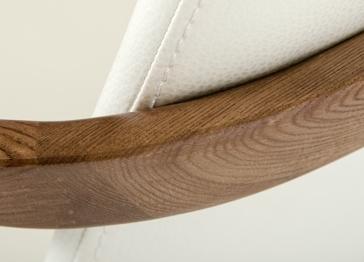 Mod Walnut Wood And Cream Faux Dining Chair