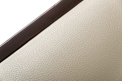 Two 47" Ebony Wood And Taupe Leatherette Dining Chairs