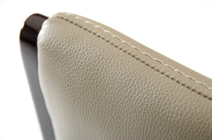 Two 47" Ebony Wood And Taupe Leatherette Dining Chairs