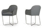 34" Grey Leatherette And Steel Dining Chair