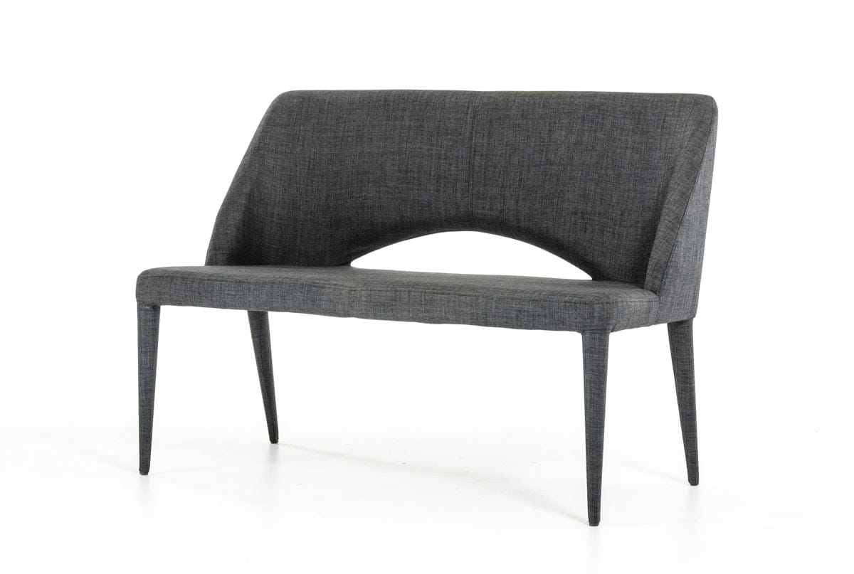 32" Dark Grey Fabric And Metal Bench