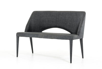 32" Dark Grey Fabric And Metal Bench