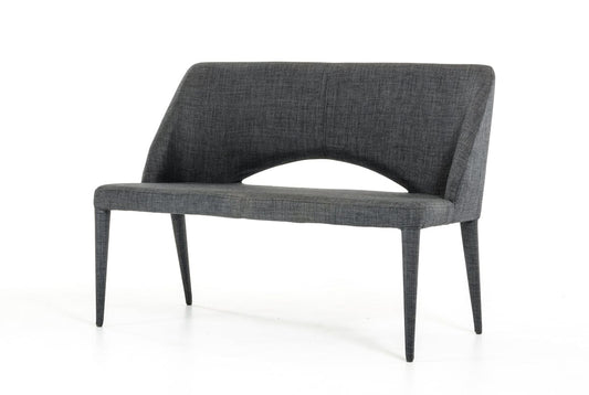 32" Dark Grey Fabric And Metal Bench