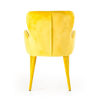 33" Yellow Fabric And Metal Dining Chair