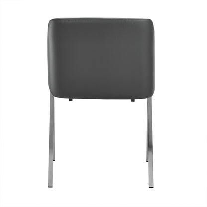 Two 29" Grey Leatherette And Steel Dining Chairs
