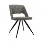 Set Of 2 Modern Grey Fabric Dining Chair With Sleek Black Legs