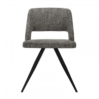 Set Of 2 Modern Grey Fabric Dining Chair With Sleek Black Legs