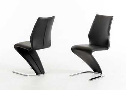Two 37" Black Leatherette And Steel Dining Chairs