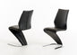 Two 37" Black Leatherette And Steel Dining Chairs