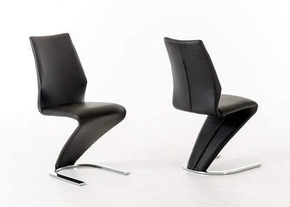 Two 37" Black Leatherette And Steel Dining Chairs