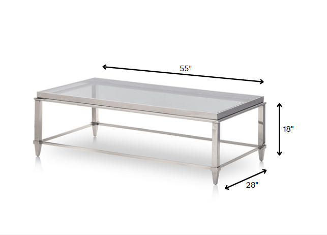 18" Steel And Glass Coffee Table