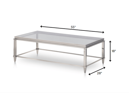 18" Steel And Glass Coffee Table