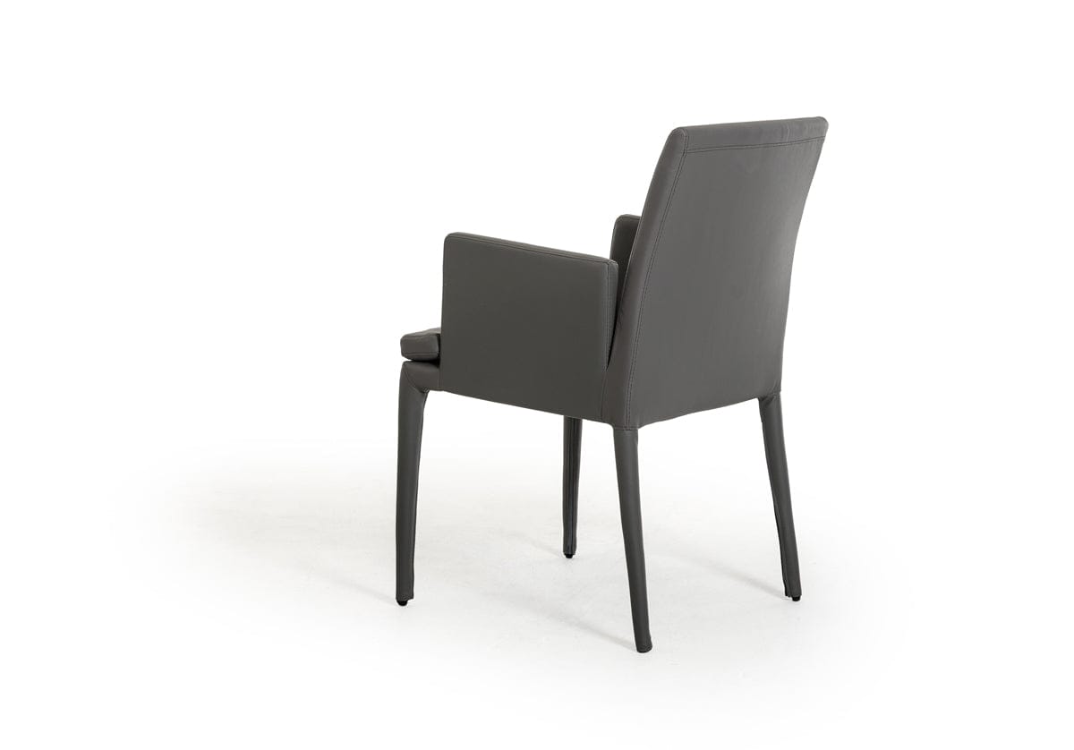 34" Grey Leatherette And Metal Dining Chair