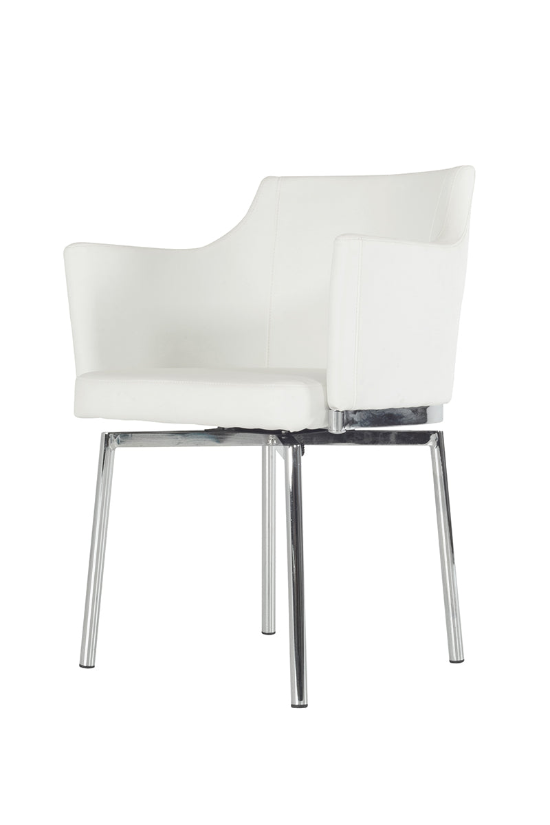 32" Grey Leatherette And Steel Dining Chair
