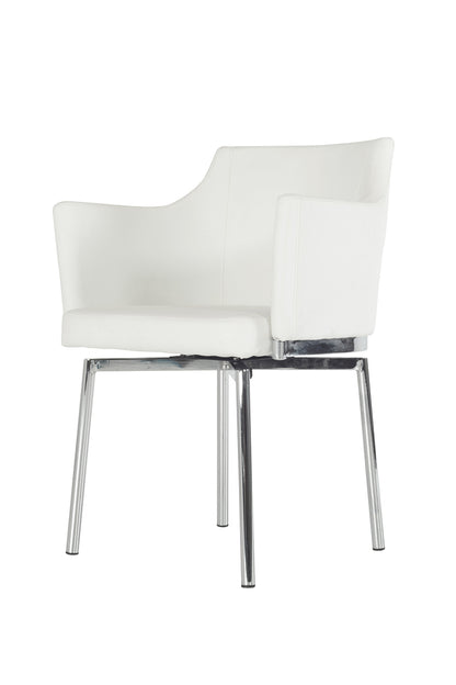 32" Grey Leatherette And Steel Dining Chair