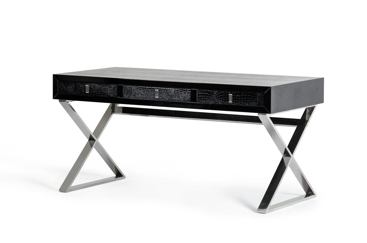 21" Black Crocodile Mdf And Steel Desk