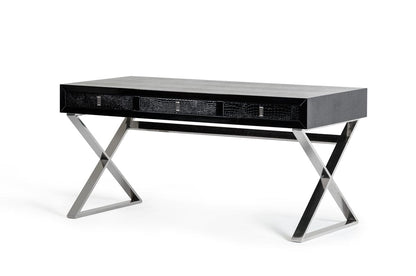 21" Black Crocodile Mdf And Steel Desk