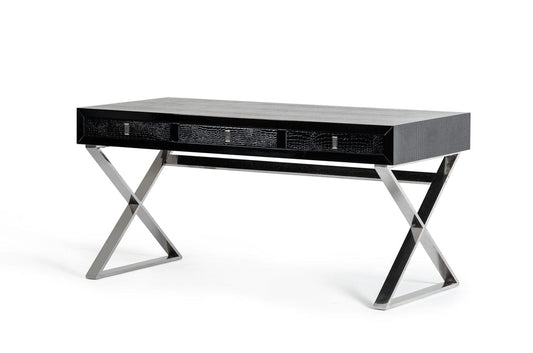 21" Black Crocodile Mdf And Steel Desk
