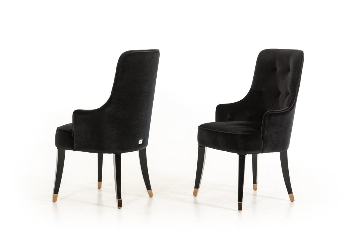38" Black Velvet Fabric Dining Chair