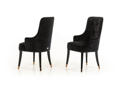 38" Black Velvet Fabric Dining Chair