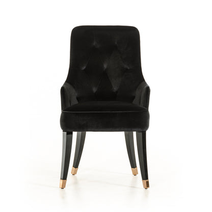 38" Black Velvet Fabric Dining Chair