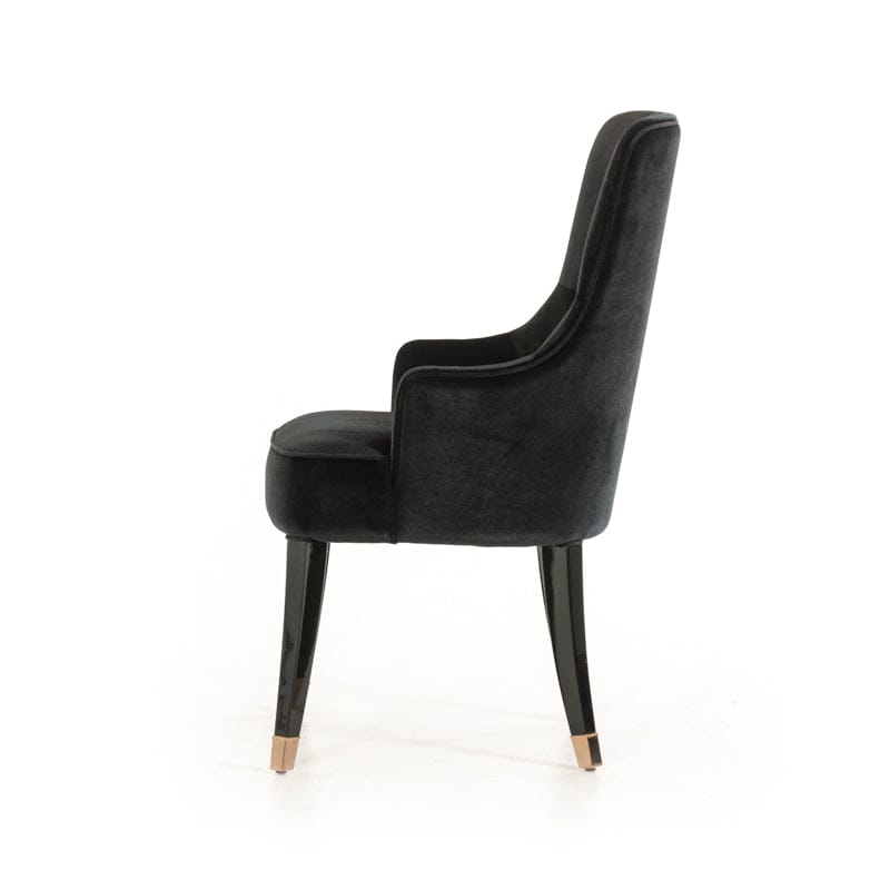38" Black Velvet Fabric Dining Chair