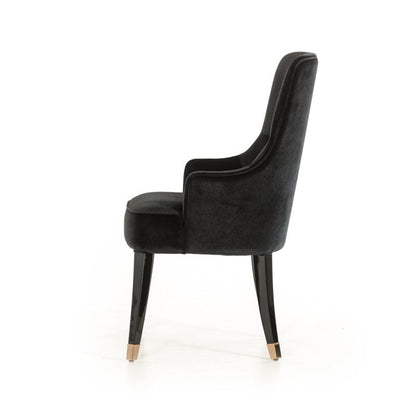 38" Black Velvet Fabric Dining Chair