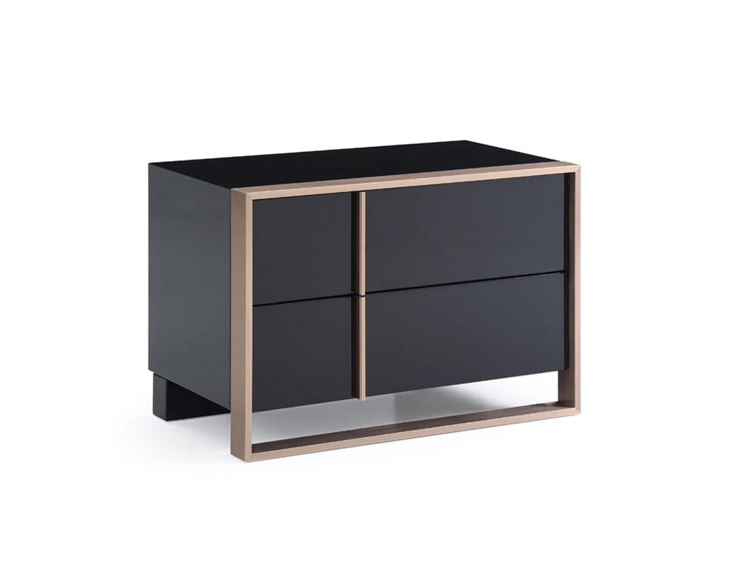 Modern Brushed Black And Bronze Nightstand