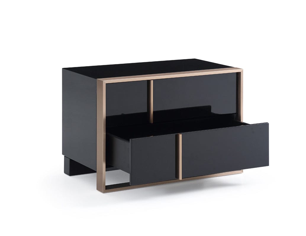 Modern Brushed Black And Bronze Nightstand