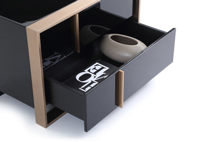 Modern Brushed Black And Bronze Nightstand