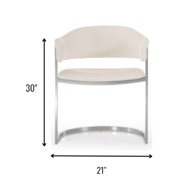 30" Black Leatherette And Stainless Steel Dining Chair