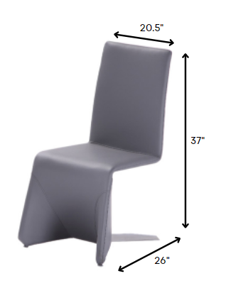 Set Of Two Gray Contemporary Faux Leather Dining Chairs