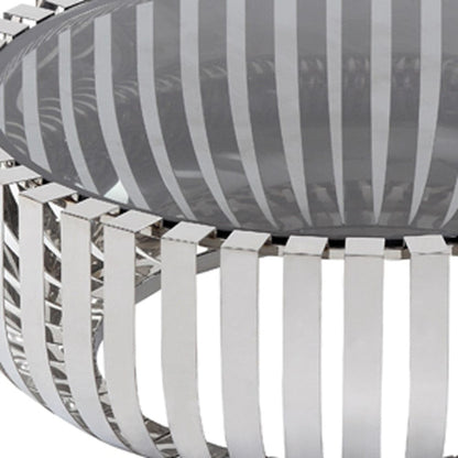 14" Glass And Stainless Steel Round Coffee Table