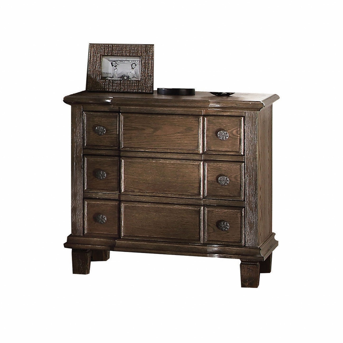 27" X 18" X 26" Weathered Oak Wooden Nightstand
