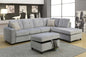 78" X 33" X 36" Beige Velvet Reversible Sectional Sofa With Pillows