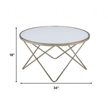 34" X 34" X 18" Black Glass And Champagne Coffee Table