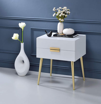 Sleek Black And Gold Two Drawer End Table