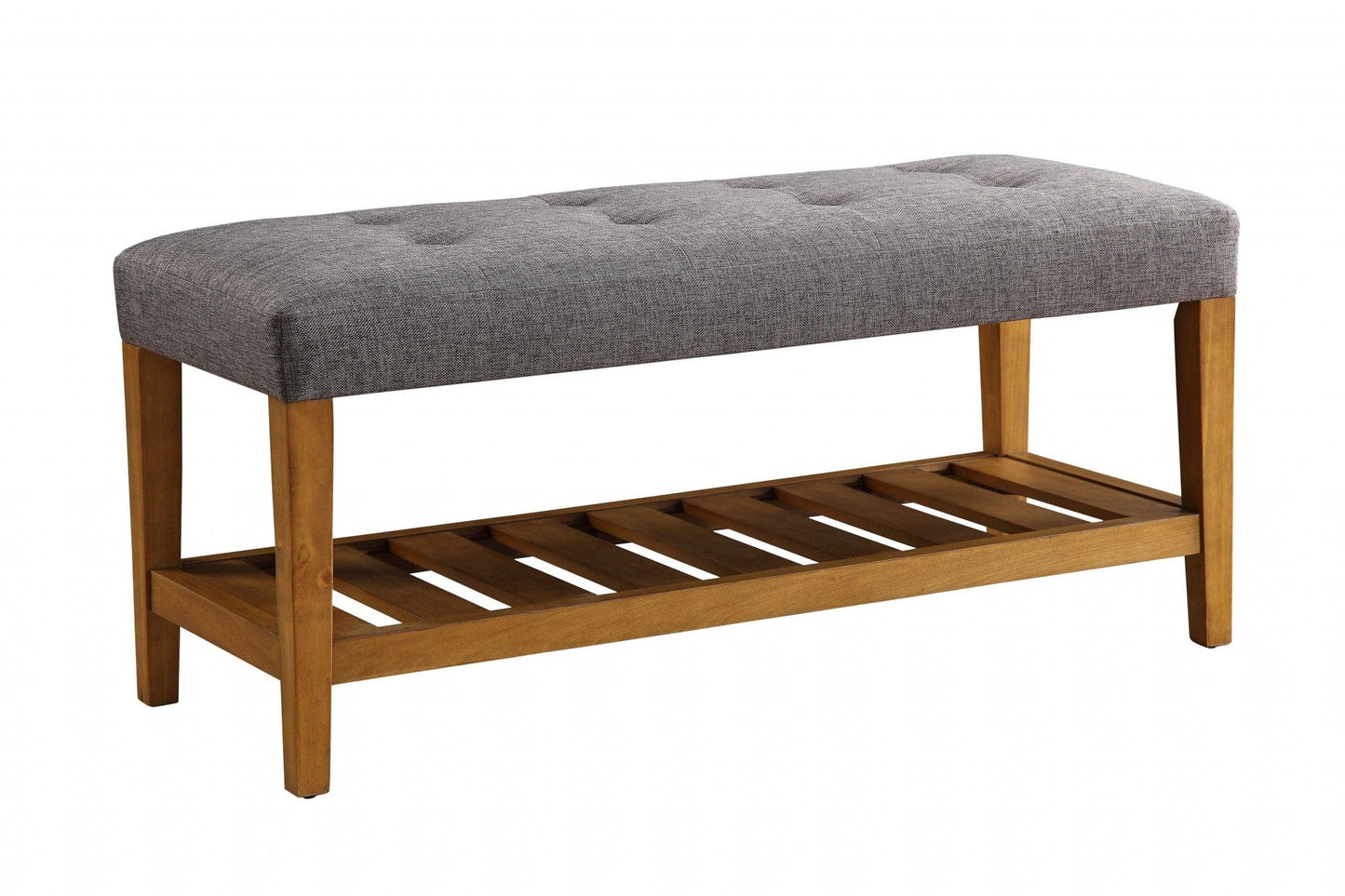 40" X 16" X 18" Beige And Oak Simple Bench