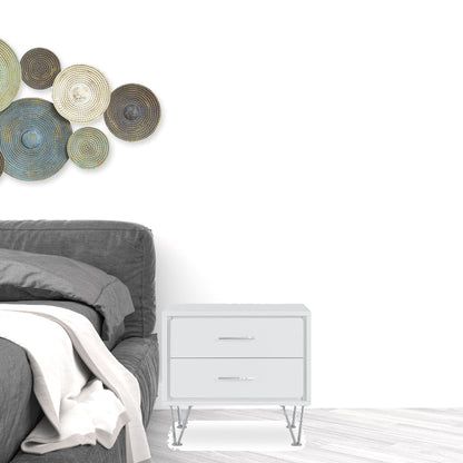 2 Walnut Wooden Drawer Nightstand