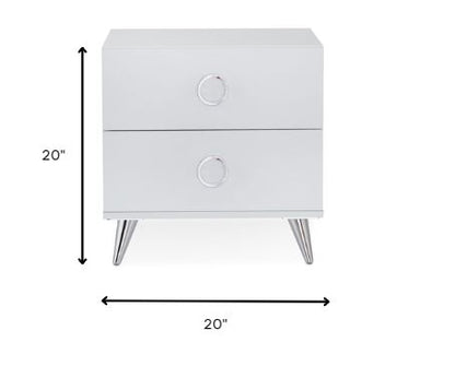 White Wood Rectangular Night Stand