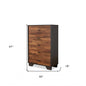 32" Walnut And Espresso Manufactured Wood Five Drawer Standard Chest
