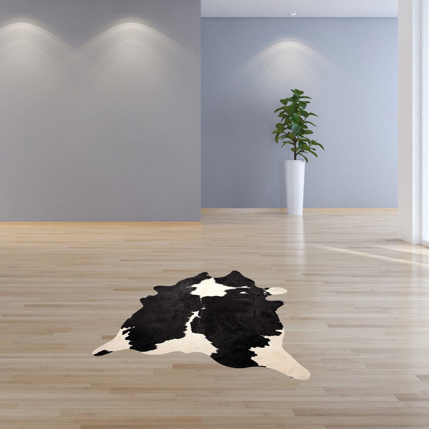 Black And White Cowhide Animal Print Area Rug