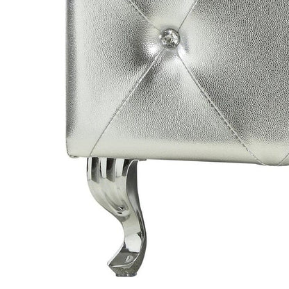 Silver Tufted Hard Wood Storage Bench