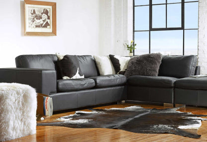 18" X 18" X 5" Black Cowhide  Pillow