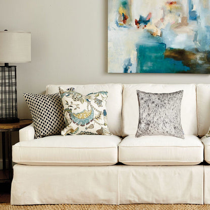 18" X 18" X 5" Salt And Pepper Gray And White Cowhide  Pillow